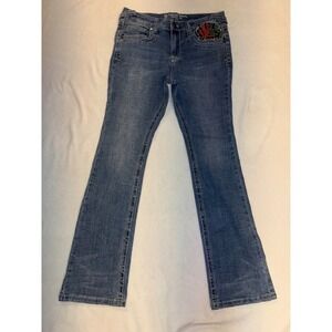 Ninth Hall Mens Embroidered Graphic Denim Jeans Blue 36 Eagle Snake Y2K Flare